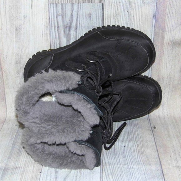 UGG Ostrander Black Suede/Sheepskin Boots Womens Size 8 - Picture 6 of 8